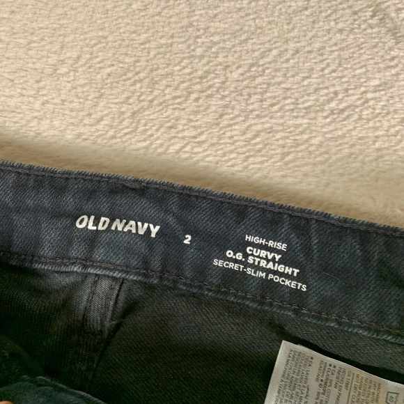 Old Navy Jeans Womens 2 Dark Wash High Rise Curvy OG Straight Distressed Raw Hem - Picture 4 of 14